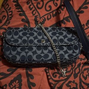 Coach Navy Signature Denim Jacquard Chain Crossbody Bag